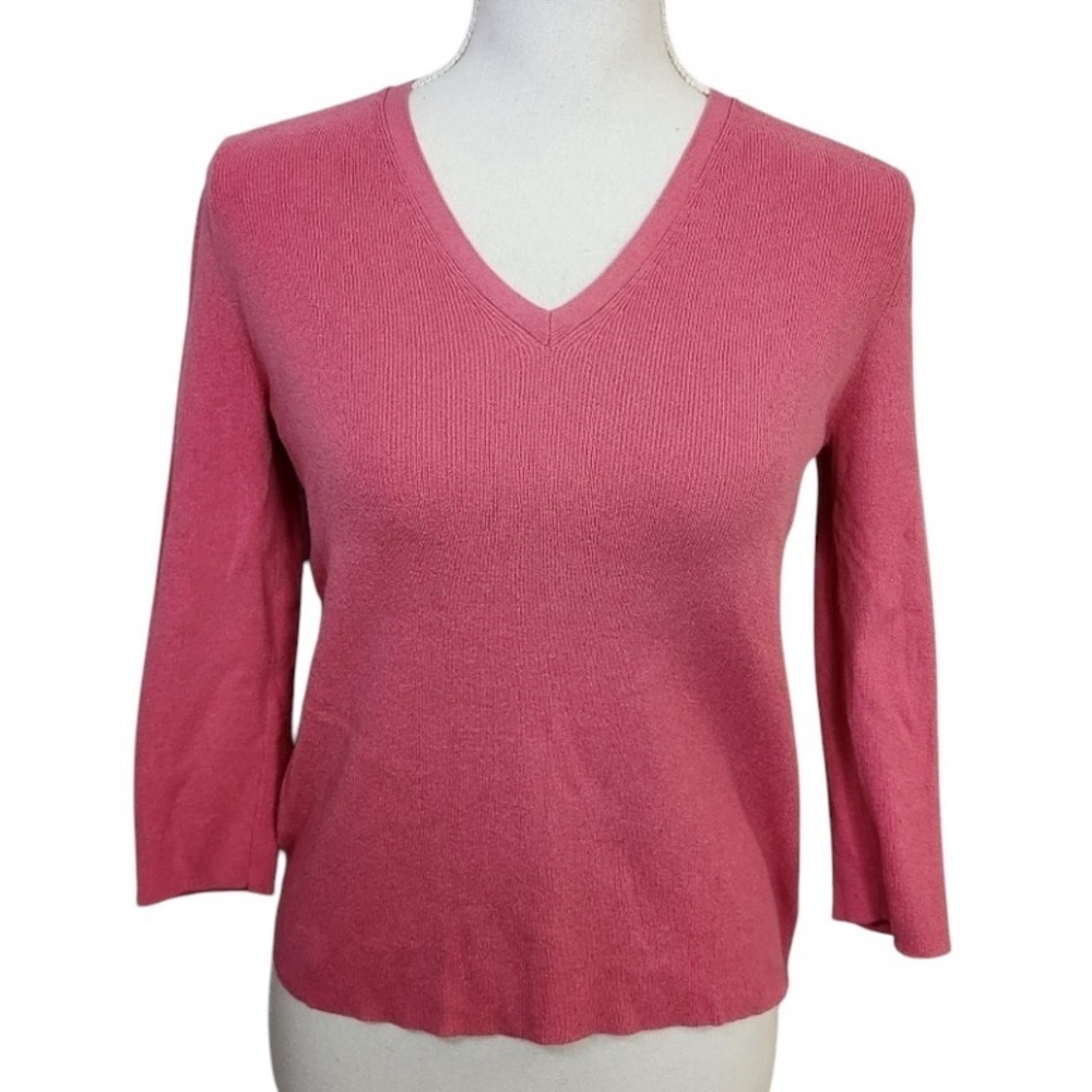 Express Women's Pink V-Neck Lightweight Long Sleeve Sweater Top Size Medium
